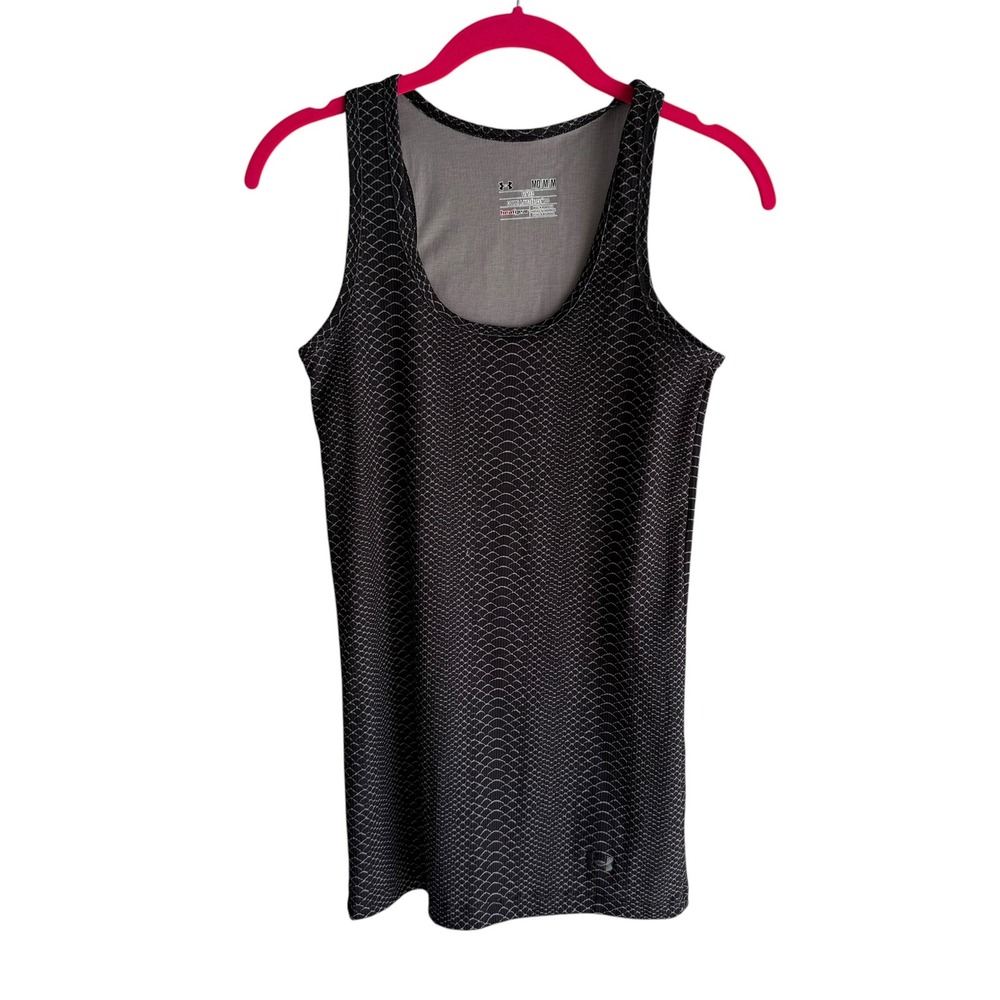 UNDER‎ ARMOUR Black White Snakeskin Pattern HeatGear Ladies Fitted Tank Top, M